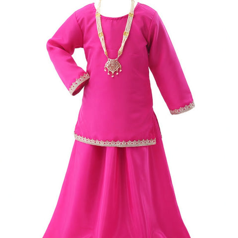 Radha Costume for Kids Rani Pink Lehenga Choli Janmashtami - front
