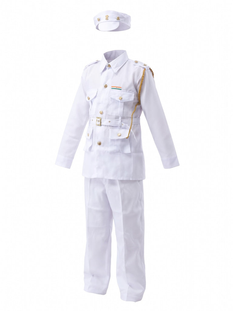 Kids Navy Sailor Costume White Uniform Fancy Dress - with cap