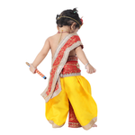 Krishna Fancy Costume for Kids Dress Red Pakta - Yellow Dhoti Includes Accessories