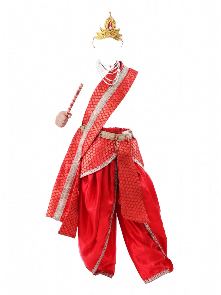 Krishna Costume for Kids Red Dhoti Red Patka Janmashtami - with flute