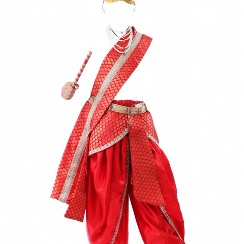 Krishna Costume for Kids Red Dhoti Red Patka Janmashtami - front