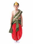 Bal Gopal Costume for Kids Includes Crepe Pink Dhoti - Embroidery Green Patka and Accessories Dress Ready For Janmasthami