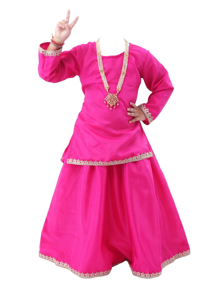Radha Costume for Kids Rani Pink Lehenga Choli Janmashtami - pose