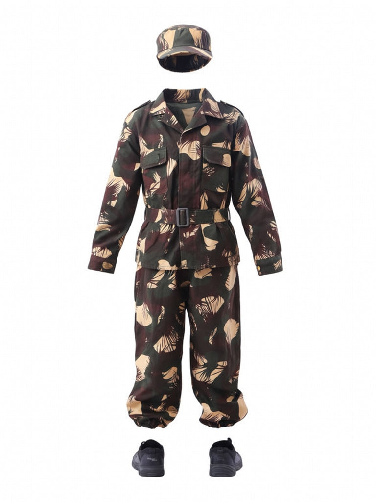 Kids Army Camouflage Costume Military Uniform Fancy Dress - full set