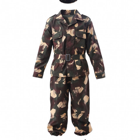 Kids Army Camouflage Costume Military Uniform Fancy Dress - front