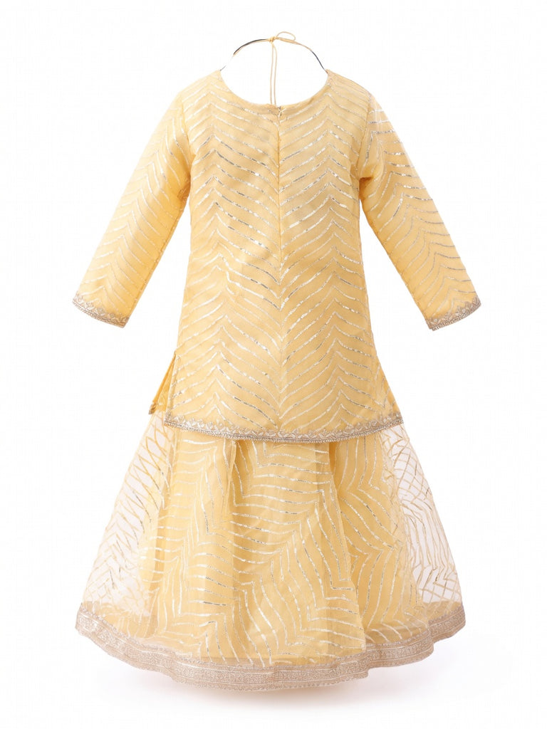 Radha Costume for Kids Golden Lehenga Choli Janmashtami - side