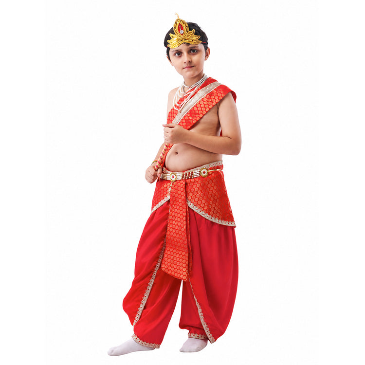Krishna Kanhaiya Costume for Baby Boy | Crepe Red Dhoti, Embroidery Red Patka | With Accessories Dress Ready Janmashtami