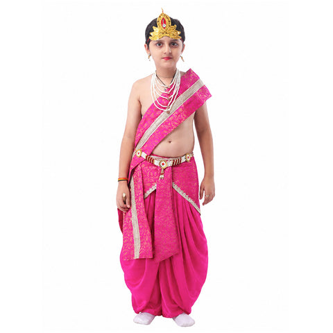Krishna Costume for Kids Includes Crepe Pink Dhoti - Embroidery Patka and Accessories Dress Ready For Janmasthami