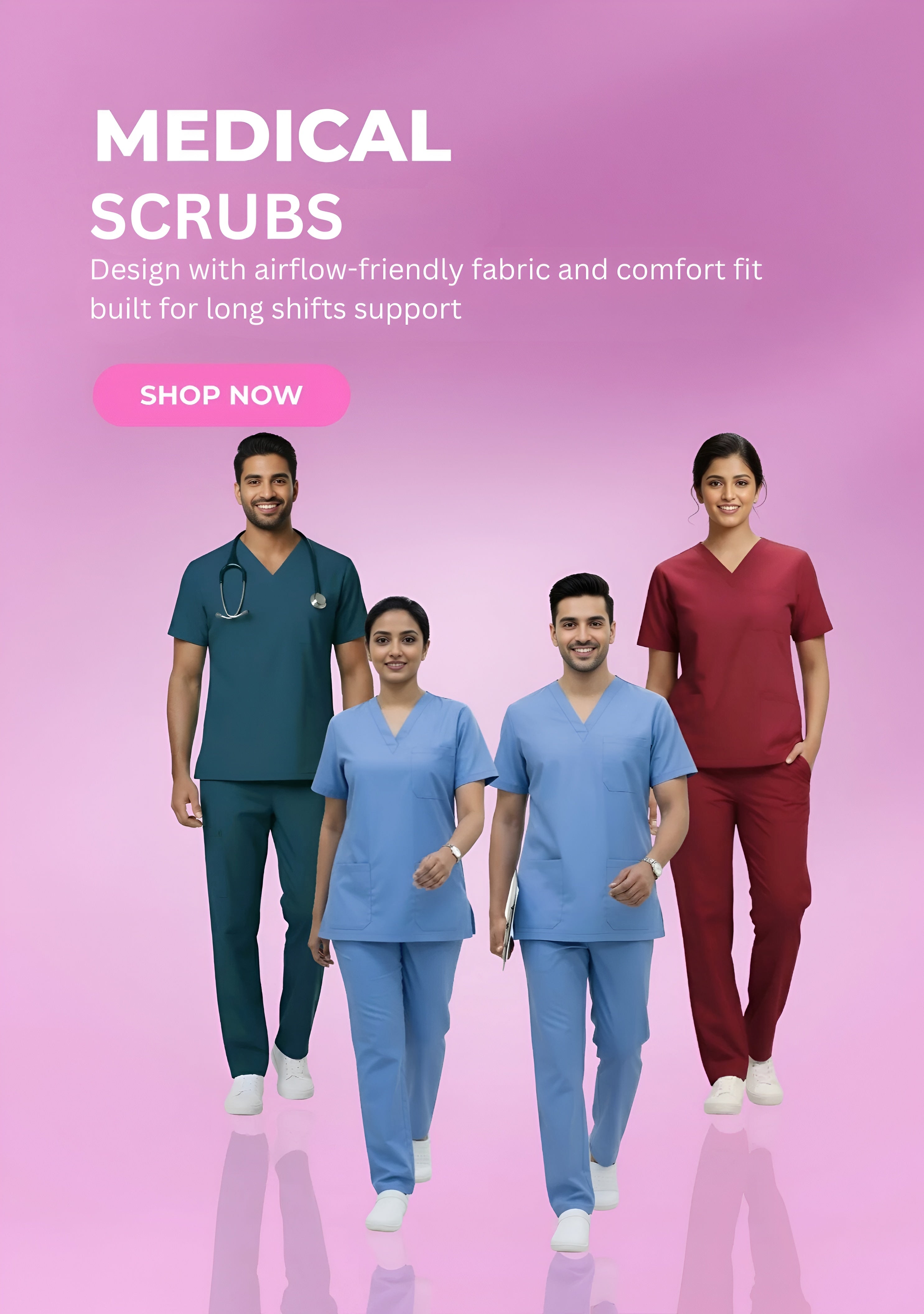 Medical scrubs comfort fit moisture-wicking fabric ergonomic design long shift support lab coat, doctor dress for men, women
