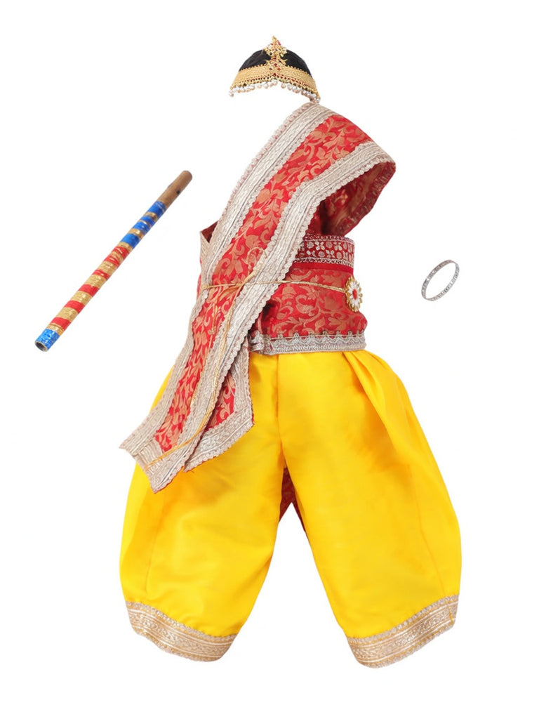 Krishna Costume for Kids - Red Patka & Yellow Dhoti - view 4