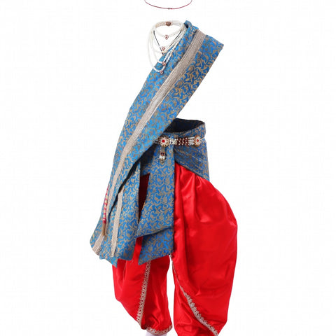 Krishna Costume Red Dhoti Blue Patka - front