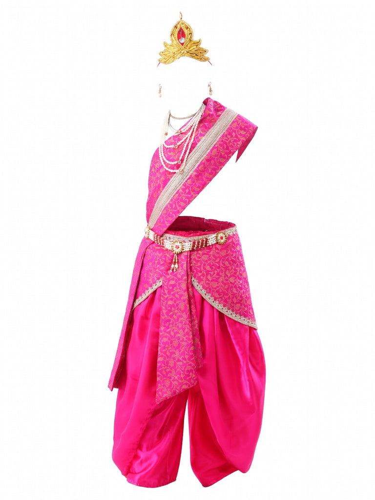 Krishna Costume for Kids Pink Dhoti Pink Patka Janmashtami - side