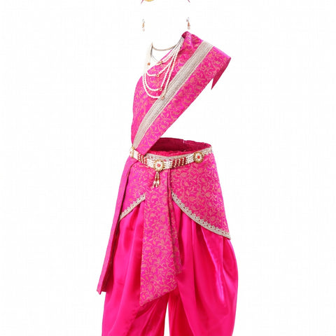 Krishna Costume for Kids Pink Dhoti Pink Patka Janmashtami - front