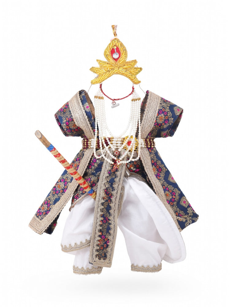 Krishna Costume for Kids - Multicolour Patka & White Dhoti - view 4