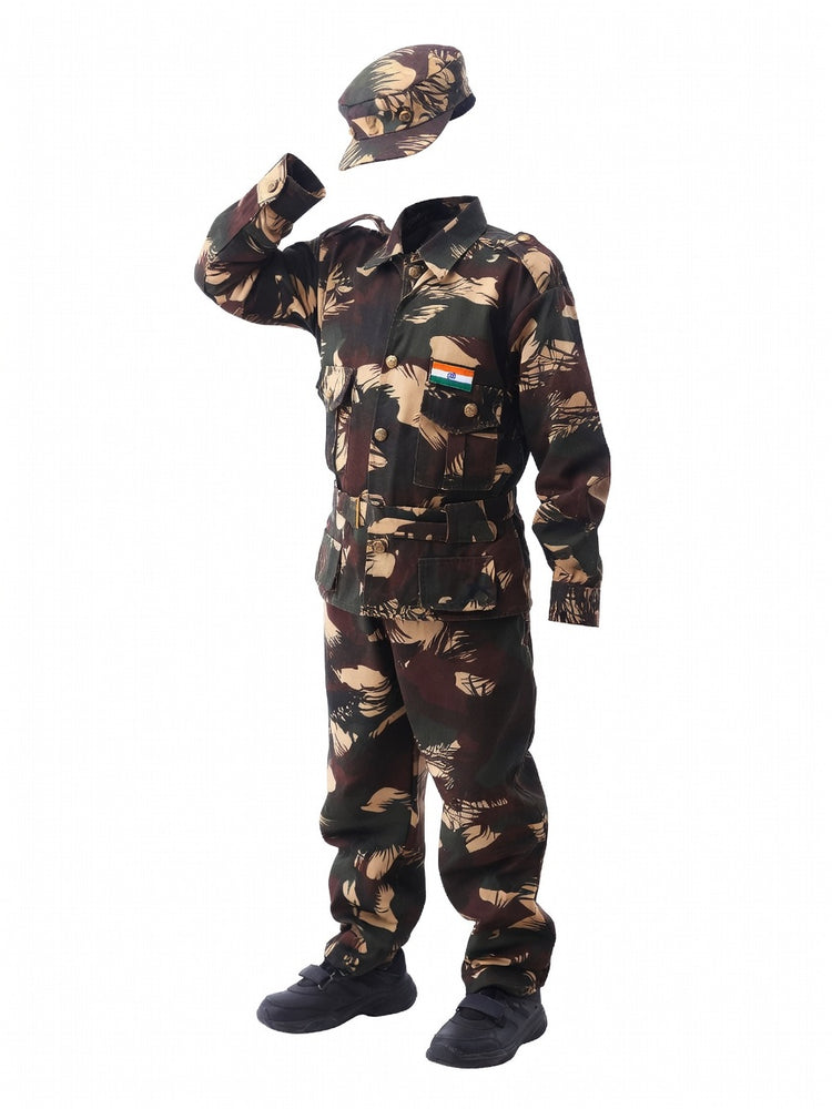 Kids Army Camouflage Costume Military Uniform Fancy Dress - pose