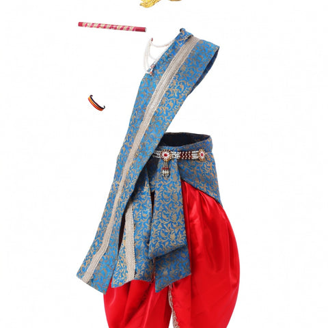Krishna Costume Red Dhoti Blue Patka - front