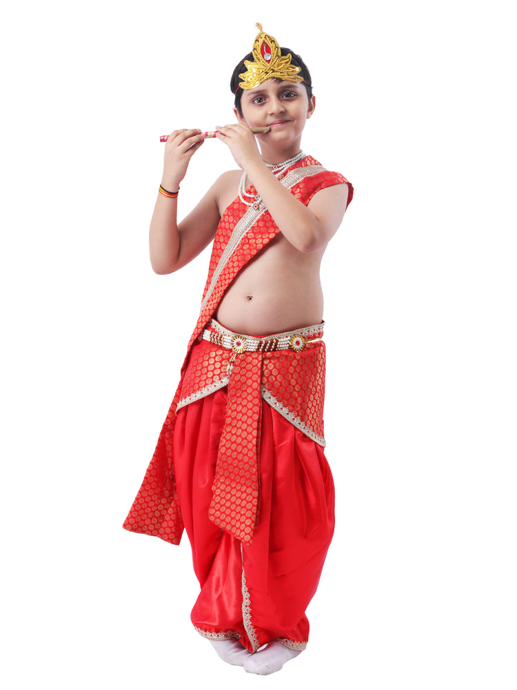 Krishna Costume for Kids Combo Pack (2 Sets) | Multicolor Dhoti Kurta Dress with Mukut, Bansuri & Mala | Janmashtami Fancy Dress for Boys
