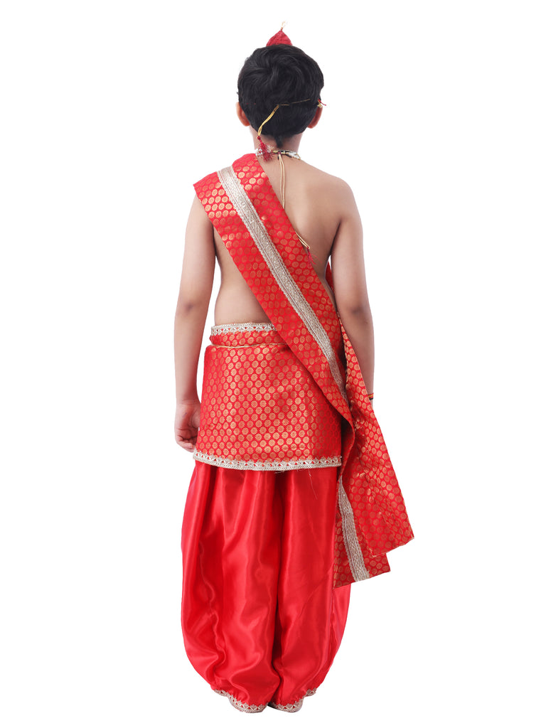 Krishna Costume for Kids Combo Pack (2 Sets) | Multicolor Dhoti Kurta Dress with Mukut, Bansuri & Mala | Janmashtami Fancy Dress for Boys