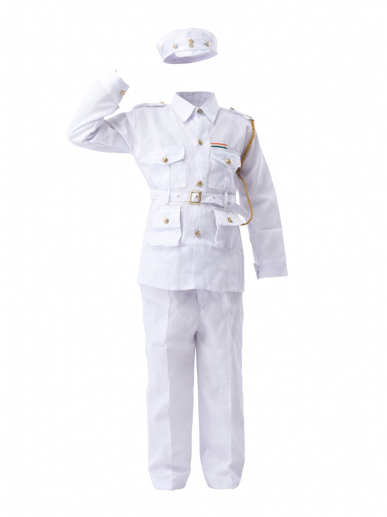 Kids Navy Sailor Costume White Uniform Fancy Dress - salute