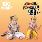 Krishna Costume Combo Pack of 2 for Kids - White-Blue & Yellow-Red