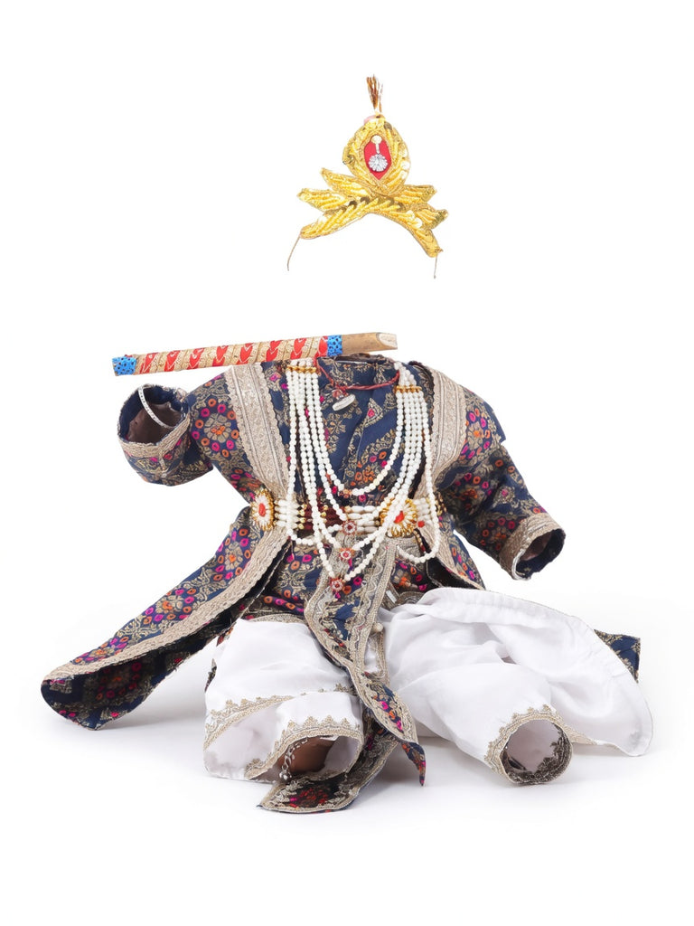Krishna Costume for Kids - Multicolour Patka & White Dhoti - view 3