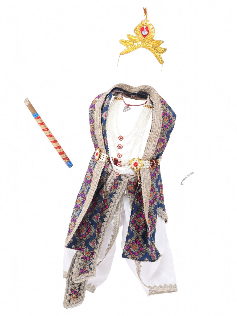Krishna Costume for Kids - Multicolour Patka & White Dhoti - view 2