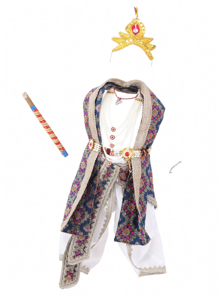 Krishna Costume for Kids - Multicolour Patka & White Dhoti - view 2