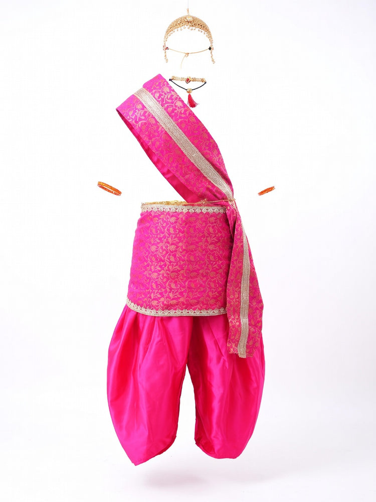 Krishna Costume for Kids Pink Dhoti Pink Patka Janmashtami - back