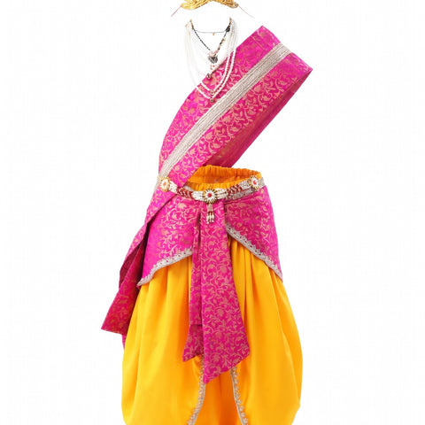 Bal Gopal Dress for Kids - Yellow Dhoti & Pink Patka