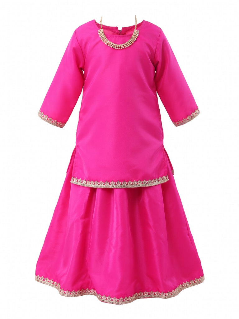 Radha Costume for Kids Rani Pink Lehenga Choli Janmashtami - side
