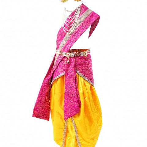 Krishna Costume for Kids - Yellow Dhoti & Rani Pink Patka