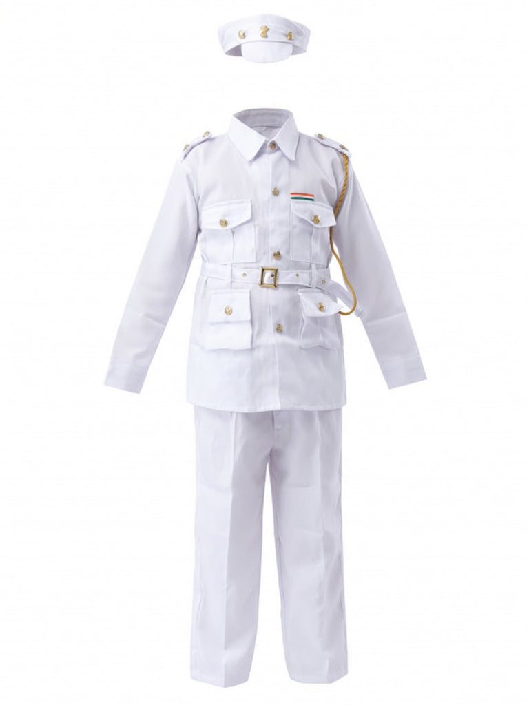 Kids Navy Sailor Costume White Uniform Fancy Dress - front