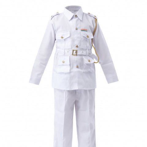 Kids Navy Sailor Costume White Uniform Fancy Dress - front