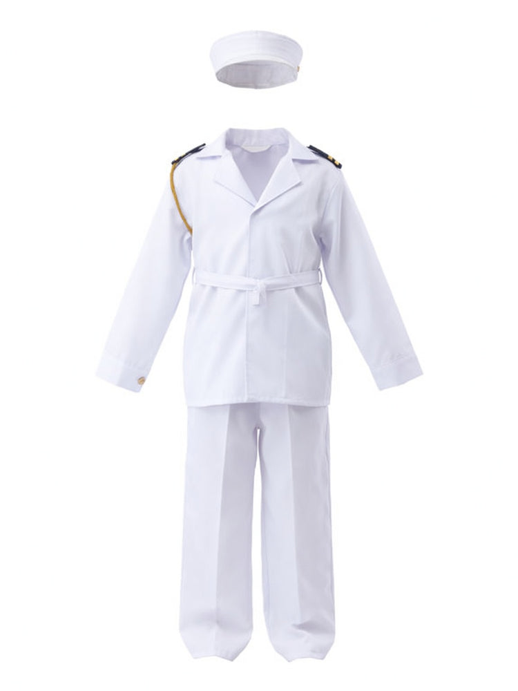 Kids Navy Sailor Costume White Uniform Fancy Dress - side