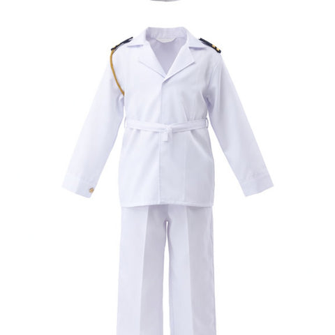 Kids Navy Sailor Costume White Uniform Fancy Dress - front