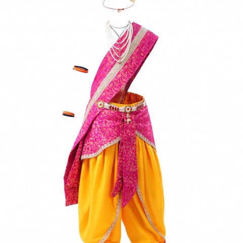 Bal Gopal Dress for Kids - Yellow Dhoti & Pink Patka