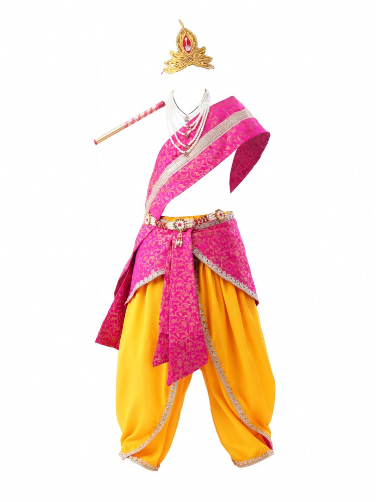 Bal Gopal Yellow Dhoti Pink Patka - view