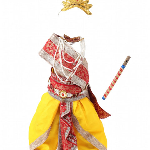Krishna Costume for Kids - Red Patka & Yellow Dhoti - front