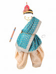 Krishna Costume for Kids - Teal Patka & Cream Dhoti - view 3